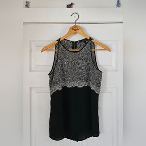 BCBGMaxAzria Black and White Eyelash-look Sleeveless Top